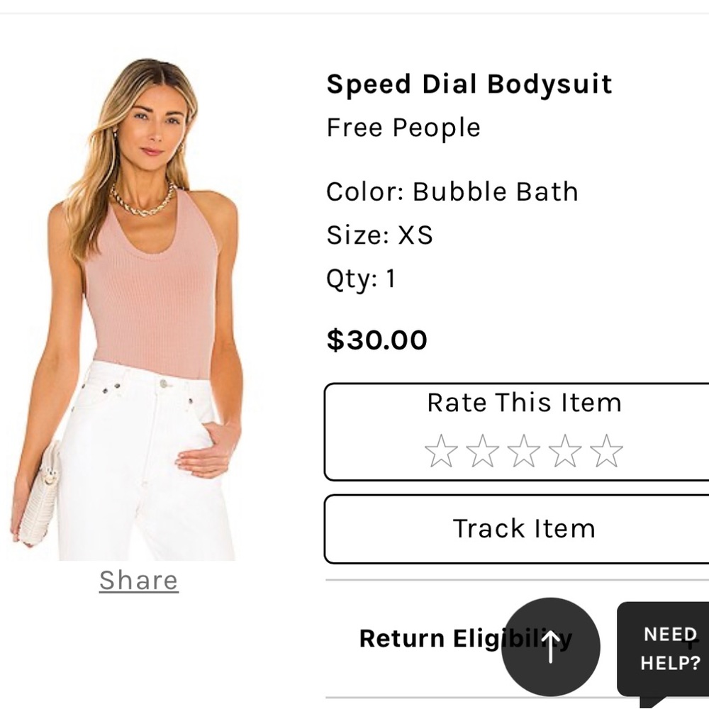 Free People Pink Razorback Bodysuit
